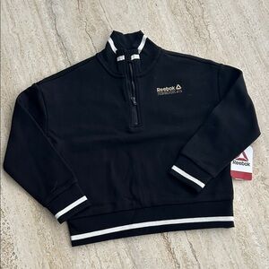 NEW 🆕 Reebok Kids Black and White Zip-Up Sweater